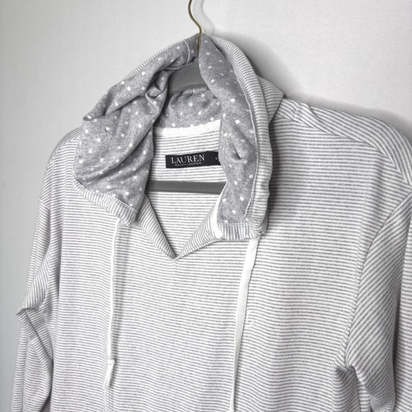 Lauren Ralph Lauren Loungewear Womens Size S Gray Striped Hoodie Casual - Picture 4 of 11